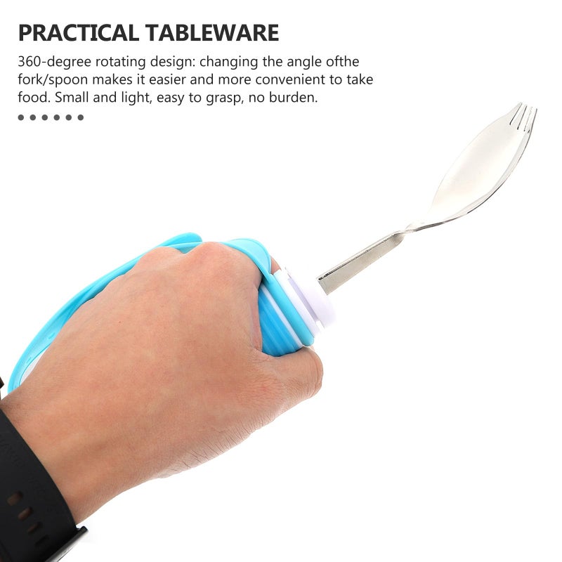 Anti Slip Elderly Spoon Fork Set Easy Grip Utensils for Hand Tremors Portable Eating Aid - Image 5