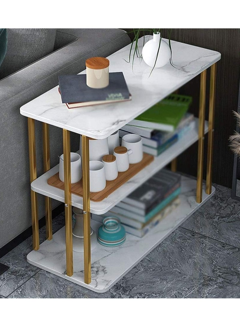 DubaiGallery Three Layer Sofa Side Table,Modern Nordic Style Coffee Table with Marble Table - Image 2