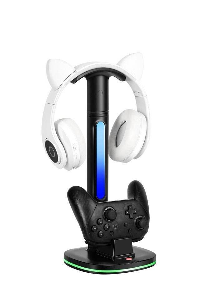 Switch PRO Controller Charging Headphone Stand with RGB LED Light Detachable Controller Holder - Image 1