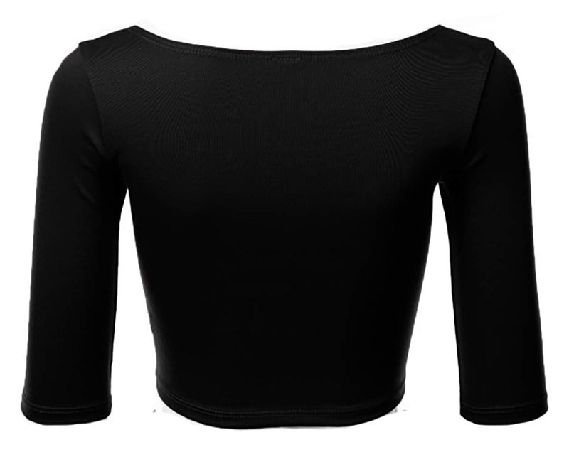 THE BLAZZE Women's Cotton Plain Half Sleeve Blouse (1055_Black_S) - Image 2