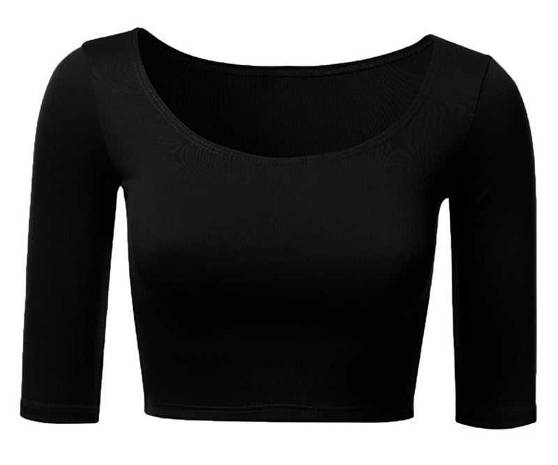 THE BLAZZE Women's Cotton Plain Half Sleeve Blouse (1055_Black_S) - Image 1