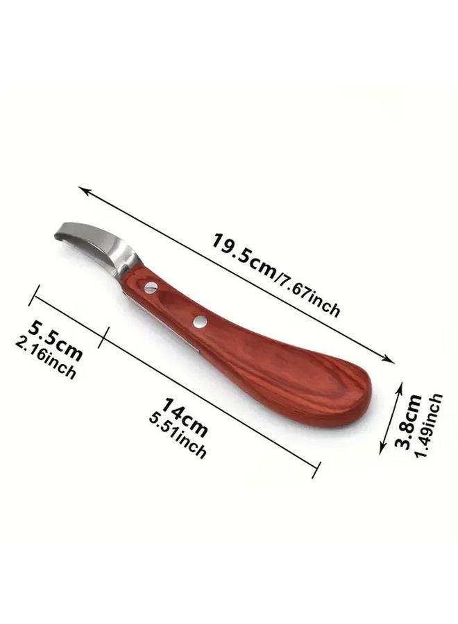 1 قطعة سكين تقليم حوافر ذات حدين مع مبراة مقبض خشبي أداة بيطري للخيول - Image 3