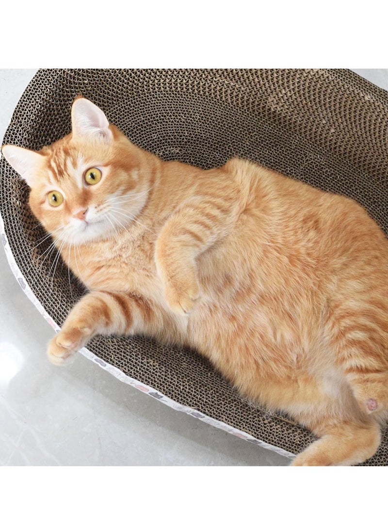 مس تيارا لوح خدش للقطط، خدوش قطط من الورق المقوى، سرير خدش للقطط 2 في 1 عالي الكثافة على شكل بيضاوي للقطط التي تطحن مخالبها وتنام 43 × 26 × 8 سم - Image 2