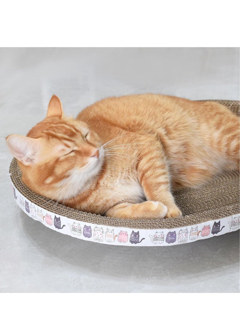 مس تيارا لوح خدش للقطط، خدوش قطط من الورق المقوى، سرير خدش للقطط 2 في 1 عالي الكثافة على شكل بيضاوي للقطط التي تطحن مخالبها وتنام 43 × 26 × 8 سم - Image 3