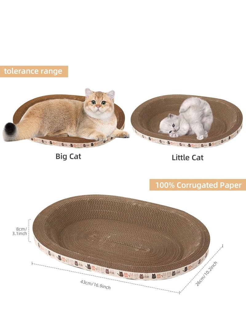 مس تيارا لوح خدش للقطط، خدوش قطط من الورق المقوى، سرير خدش للقطط 2 في 1 عالي الكثافة على شكل بيضاوي للقطط التي تطحن مخالبها وتنام 43 × 26 × 8 سم - Image 4