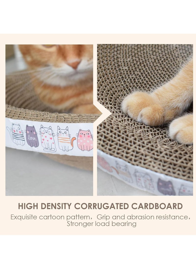 مس تيارا لوح خدش للقطط، خدوش قطط من الورق المقوى، سرير خدش للقطط 2 في 1 عالي الكثافة على شكل بيضاوي للقطط التي تطحن مخالبها وتنام 43 × 26 × 8 سم - Image 5