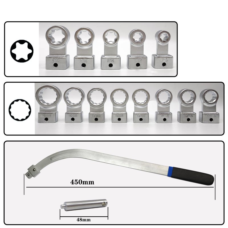 JEUCLEL 15PCS Universal Auxiliary Idler Belt Tensioner Pulley Removal Tool Kit, Serpentine Belt Tension Pulley Wrench Set, Engine Timing Belt Tensioning Nut Bolt Screw Remover - Image 3