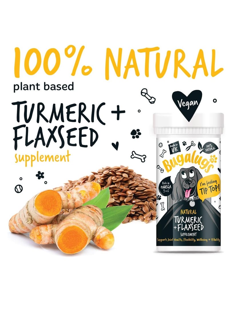 BUGALUGS Natural Turmeric and Flaxseed Supplement joint health support anti itch treatment stop moulting Omega 3 for dogs cold pressed immunity supplements skin hair and coat 70g Powder  - Image 2