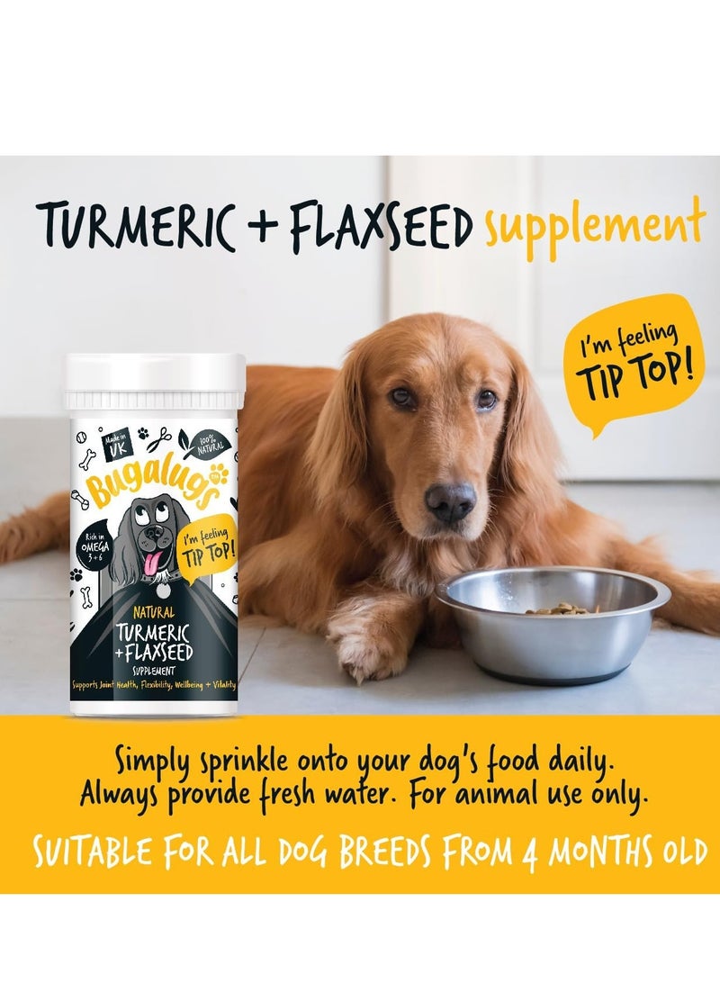 BUGALUGS Natural Turmeric and Flaxseed Supplement joint health support anti itch treatment stop moulting Omega 3 for dogs cold pressed immunity supplements skin hair and coat 70g Powder  - Image 3