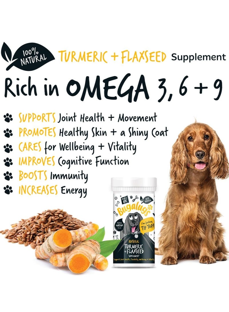BUGALUGS Natural Turmeric and Flaxseed Supplement joint health support anti itch treatment stop moulting Omega 3 for dogs cold pressed immunity supplements skin hair and coat 70g Powder  - Image 5