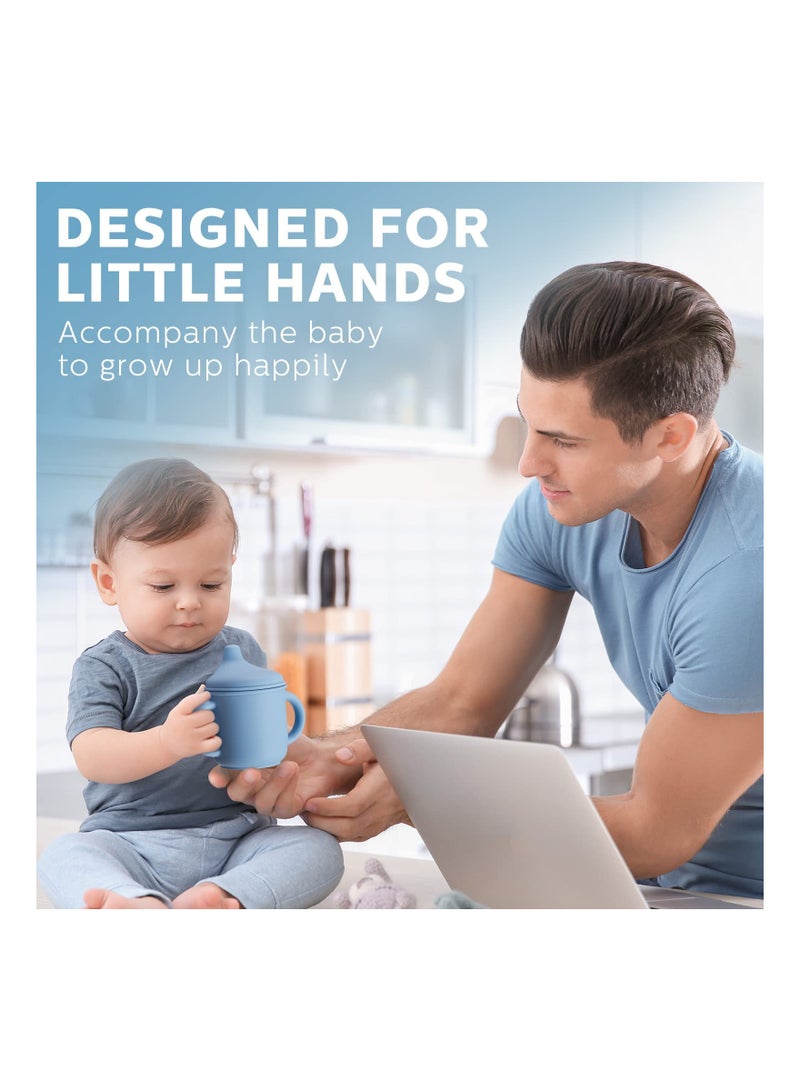 SOLARAE Silicone Sippy Cups for Babies 6 Months and Up, Two Handle Training Cups for Toddlers, Easy Grip Learner Cups with Spout Lid (Set of 2) - Image 3