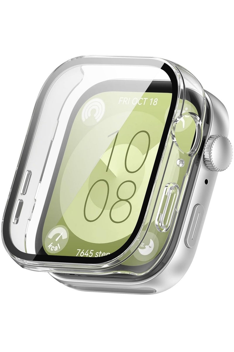 Case Compatible with Huawei Watch Fit 3 (2024), PC Case with Glass Screen Protector [Scratch-Resistant, All-Round Protection, HD Ultra Thin] Huawei Watch Fit 3 Cover - Image 1