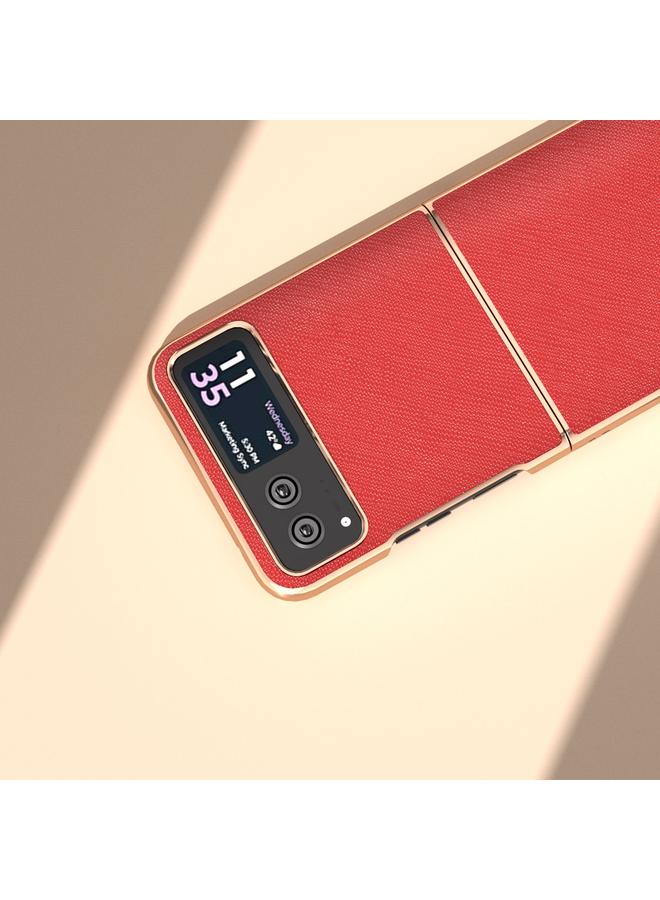 اس-توب جراب لهاتف موتورولا رازر 40 مصنوع من الجلد الأصلي بتصميم متقاطع مطلي بالكهرباء النانوية - Image 5