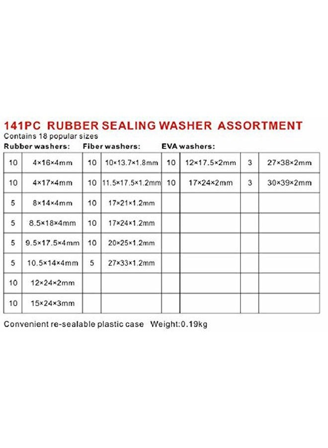 tooloflife Rubber Faucet Sealing Washer Plumbing O-Ring Gasket Assortment Kit 141pcs - Image 2
