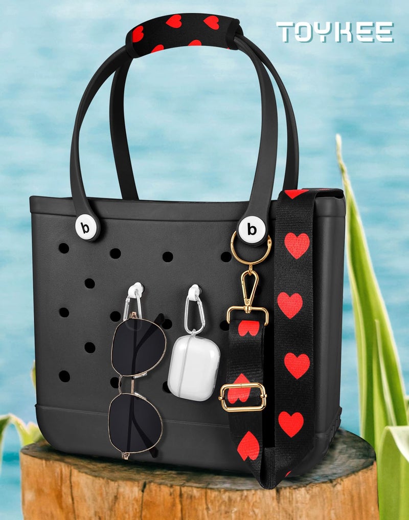 Toykee Bag Strap Crossbody Charms for Bogg Bag Accessories - Shoulder Strap Neoprene Luggage Handle Wrap for Suitcase & 2 Key Holders Heart - Image 4