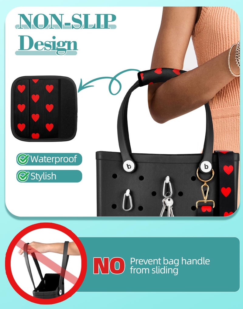 Toykee Bag Strap Crossbody Charms for Bogg Bag Accessories - Shoulder Strap Neoprene Luggage Handle Wrap for Suitcase & 2 Key Holders Heart - Image 3