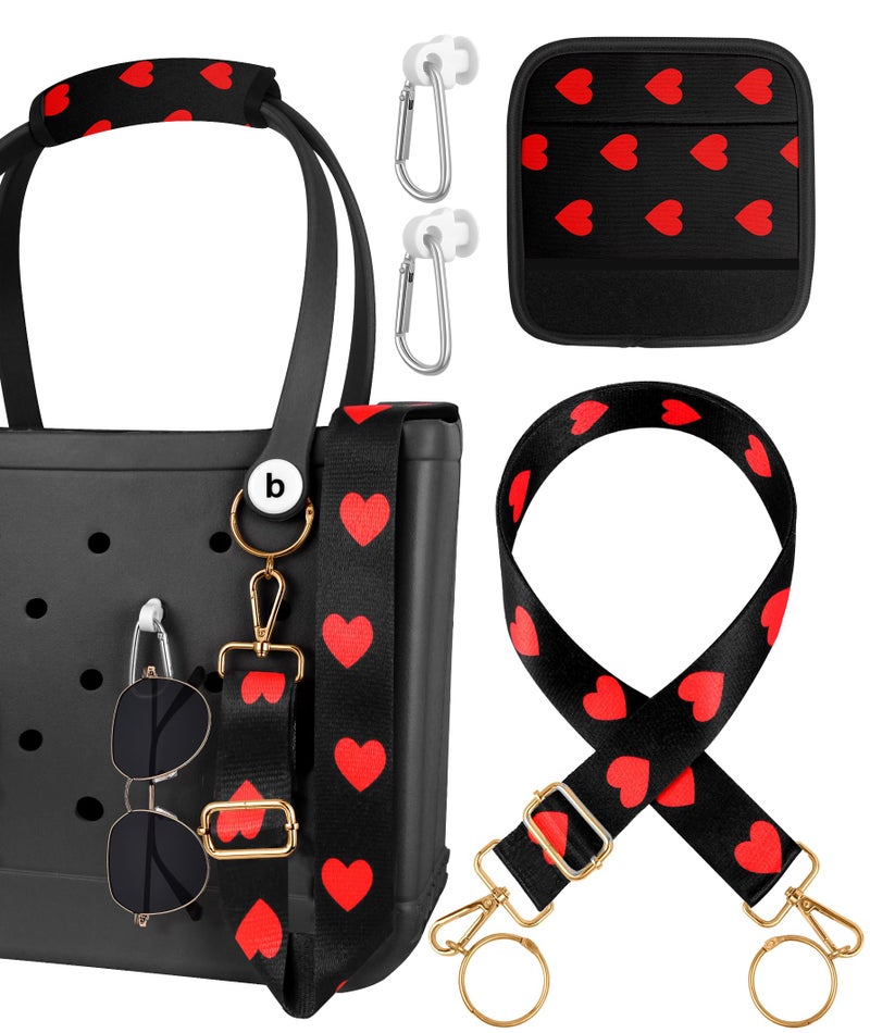 Toykee Bag Strap Crossbody Charms for Bogg Bag Accessories - Shoulder Strap Neoprene Luggage Handle Wrap for Suitcase & 2 Key Holders Heart - Image 1