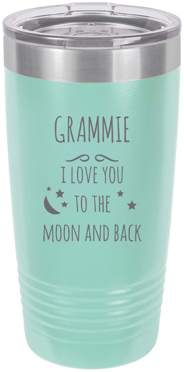 CustomGiftsNow Grammie - I love you to the Moon and Back Stainless Steel Engraved Insulated Tumbler 20 Oz Travel Coffee Mug, (Teal) - Image 5