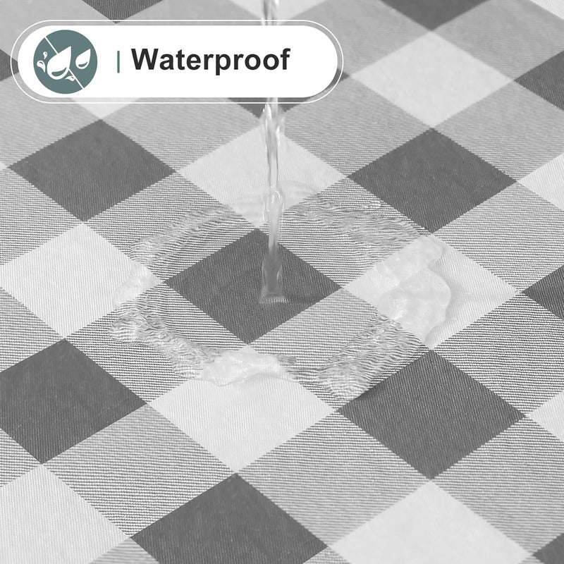 misaya Rectangle Waterproof Vinyl Table Cloth Buffalo Flannel Backed Tablecloth Wipeable Plastic Table Cover for Dinner Kitchen Outdoor 54 x 54 Grey and White - Image 2
