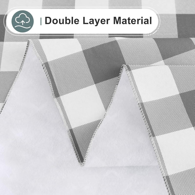 misaya Rectangle Waterproof Vinyl Table Cloth Buffalo Flannel Backed Tablecloth Wipeable Plastic Table Cover for Dinner Kitchen Outdoor 54 x 54 Grey and White - Image 3