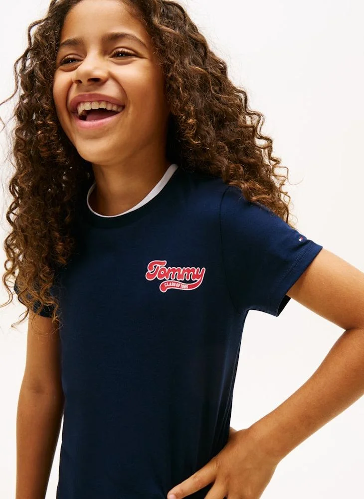 TOMMY HILFIGER Kids Graphic Flock Crew Neck T-Shirt