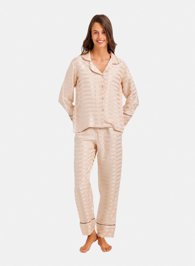 Carina Striped Satin Pyjama Set - Image 1