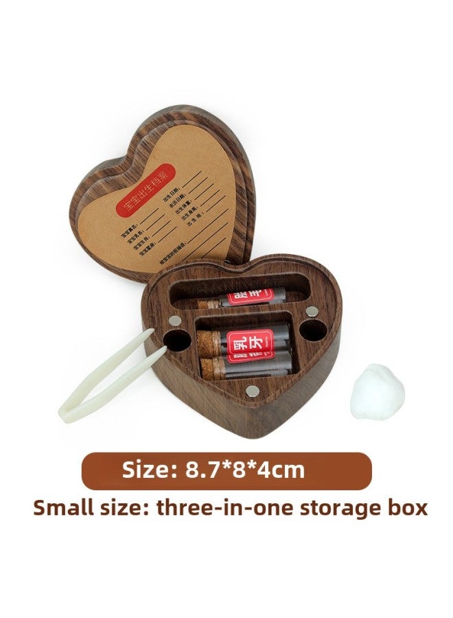 Baby's Beech Cartridge Box Storage Teeth Creative Modeling Commemorative Storage Box Wooden Ornaments Play Home Toys-Specifications:Wz-heart-shaped Lanugo Box Small Size (black Walnut Style)