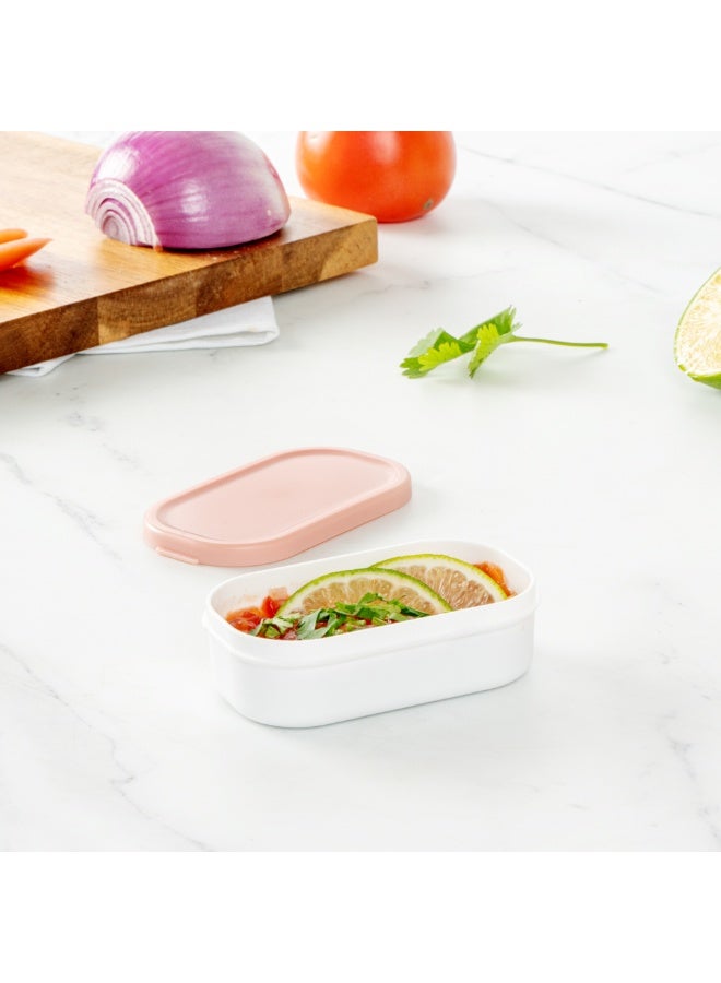 Restaurantware Bento Tek 3.7 x 2.2 x 1.1 Inch Sauce Containers, 4 White Dipping Sauce Cups With Lids - With Pink Lid, Microwavable, Plastic Small Lunchbox Containers, Freezable, Dishwashable - Image 4