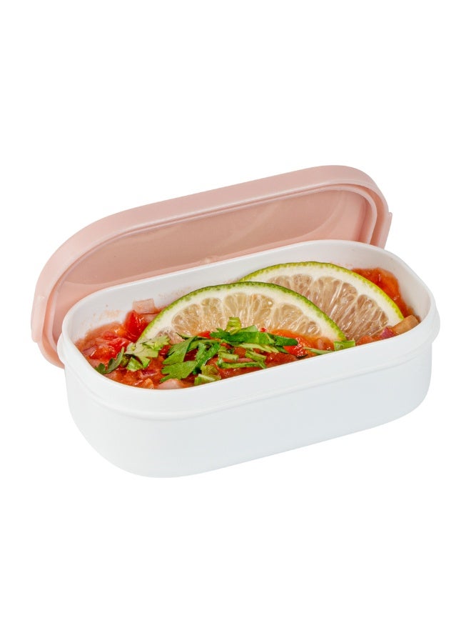 Restaurantware Bento Tek 3.7 x 2.2 x 1.1 Inch Sauce Containers, 4 White Dipping Sauce Cups With Lids - With Pink Lid, Microwavable, Plastic Small Lunchbox Containers, Freezable, Dishwashable - Image 2