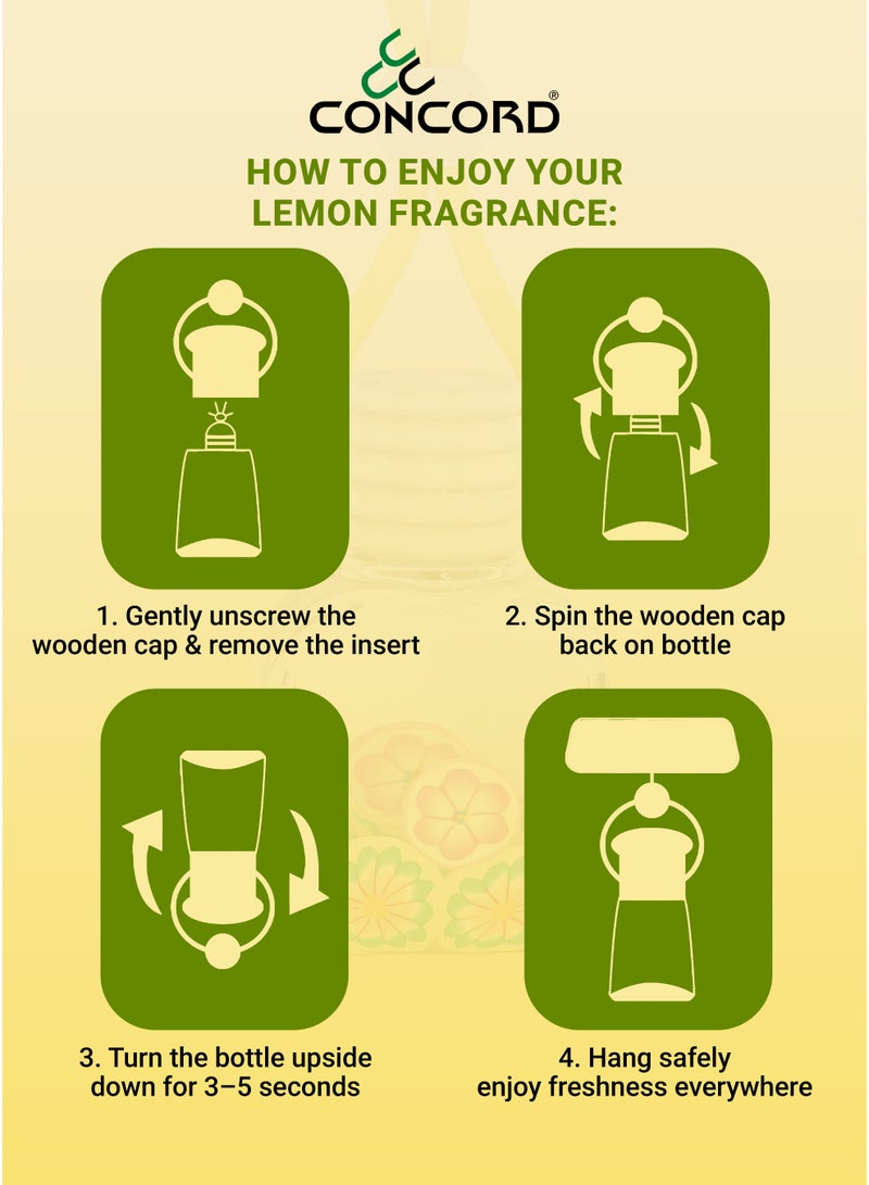 CONCORD - Car and Home Hanging Air freshener, 10ml | Lemon Fragrance, 60 Days Lasting* | Limited Time Offer: PACK OF 2 - Image 3