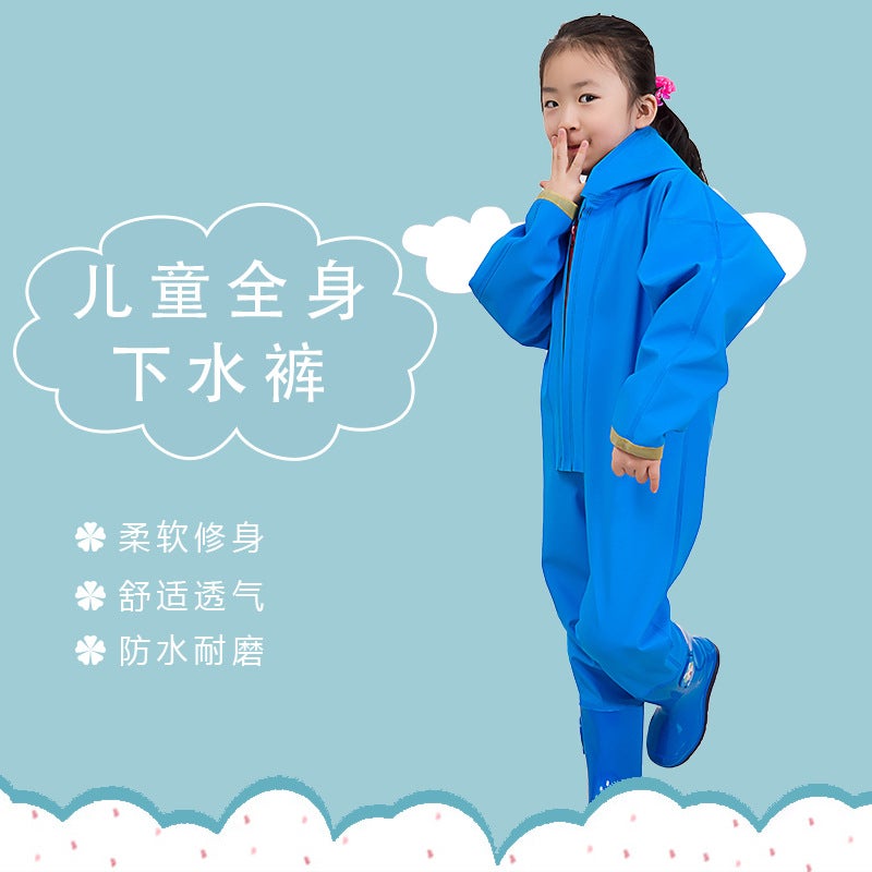 Children'S Rain Pants Raincoat Suit Waterproof Pants Full-Body Baby'S One-Piece Rain Shoes Play With Water Children'S Play With Water Clothes Raincoat Sleeve - Image 4