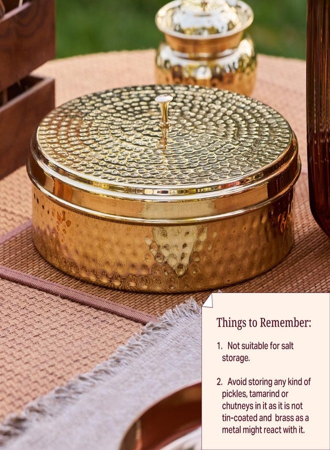 P-TAL Brass Masala Box for Kitchen with Spoon Masala Dani Spice Box Set Anjarai Petti Masala Dabba Ptal Brass Utensils for Kitchen (7 Containers 50 gm each) - Image 5