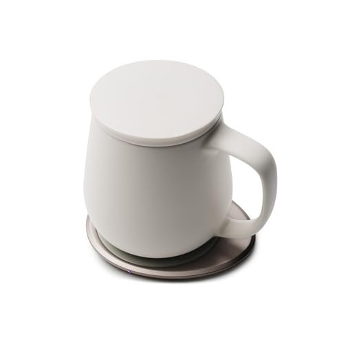 OHOM Ui+ Self-Heating Mug Set – Jasmine White | 18 fl oz / 532 mL Ceramic Coffee & Tea Mug Set with Heating Pad - Image 2