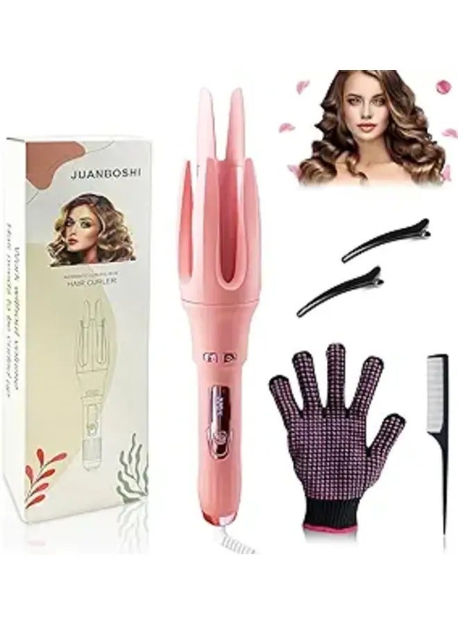 أداة تجعيد الشعر الأوتوماتيكية، مكواة تجعيد أوتوماتيكية مع 4 درجات حرارة، مكواة تجعيد دوارة ذات جهد مزدوج مع تسخين سريع 1 1/4 بوصة وإيقاف تلقائي لتصفيف الشعر الاحترافي - Image 1