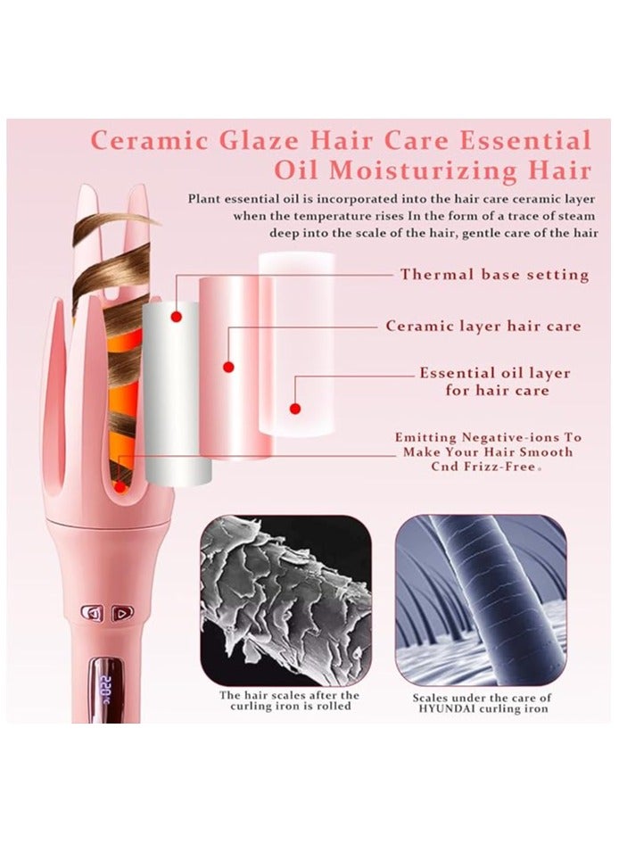 أداة تجعيد الشعر الأوتوماتيكية، مكواة تجعيد أوتوماتيكية مع 4 درجات حرارة، مكواة تجعيد دوارة ذات جهد مزدوج مع تسخين سريع 1 1/4 بوصة وإيقاف تلقائي لتصفيف الشعر الاحترافي - Image 4