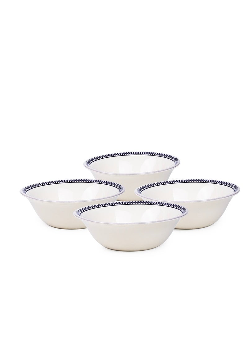 Claytan Callista 6.2 inch Porcelain Cereal & Breakfast Bowl with Border (White, Set of 4)
