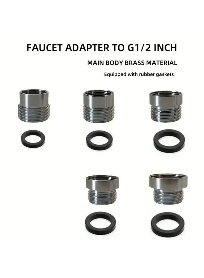 5pcs Brass Faucet Adapters G1 2 Inch With Rubber Seal Durable Waterproof - Image 2