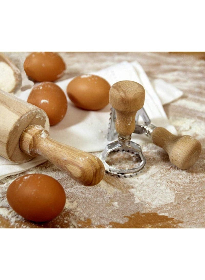 ChicAbode 5 أجهزة كمبيوتر شخصية رافيولي طابع صانع القطع مجموعة، المعكرونة الطوابع القالب مع مقبض خشبي والحافة المزروعة، رافيولي أدوات الصحافة مع عجلة الأسطوانة للمعكرونة المنزلية الصنع، الكعك واللازانيا - Image 3