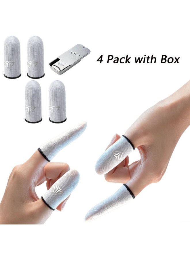 4pcs التنفس الألعاب الأصابع الأكمام، فوق الموصلات الفضة الألياف رقيقة جدا مكافحة العرق الرياضة الإلكترونية الإبهام الأكمام مع حالة تخزين المعدن، حساسية شاشة اللمس المحسنة - Image 1