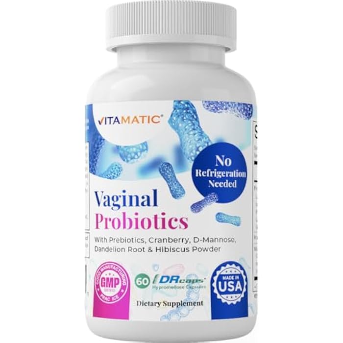 Vitamatic Vaginal Probiotics for Women – 20 Billion CFU, pH Balance & Odor Control, 60 DR Capsules with Prebiotics, Cranberry, D-Mannose, Hibiscus & Dandelion – Feminine Health & Daily Support* - Image 1