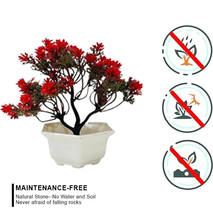 ATEVON ATEVON Artificial Flowers with Pot for Decoration for Table top, Home Decor, Office Decor, Cherry Blossom Flowers  - Image 2