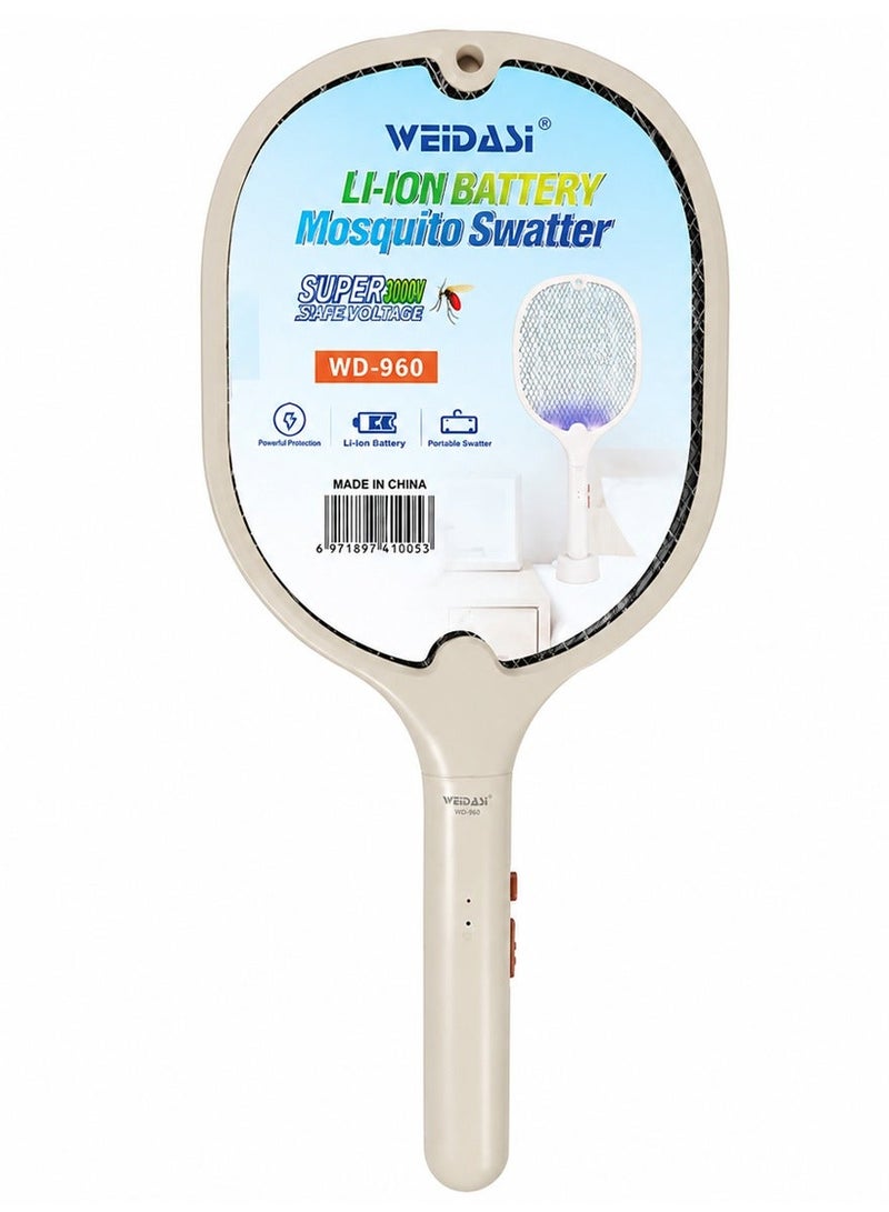ويداسي مضرب صاعق البعوض والحشرات القابل للشحن WEIDASI WD-960 مزود بإضاءة LED، أداة محمولة يدوياً لمكافحة الحشرات، مقبض مريح، مناسب للاستخدام الداخلي والخارجي (المنزل، المكتب، التخييم، والسفر). - Image 1