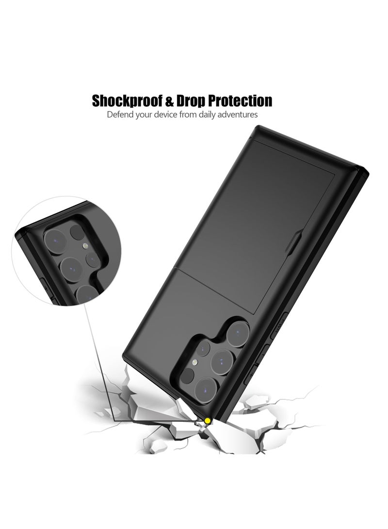 for Samsung S24 Ultra Case with Card Holder, Dual Layer Heavy Duty Shockproof Wallet Case, Hidden Card Slot Slim Wallet Case for Samsung S24 Ultra 6.8'' - Image 5