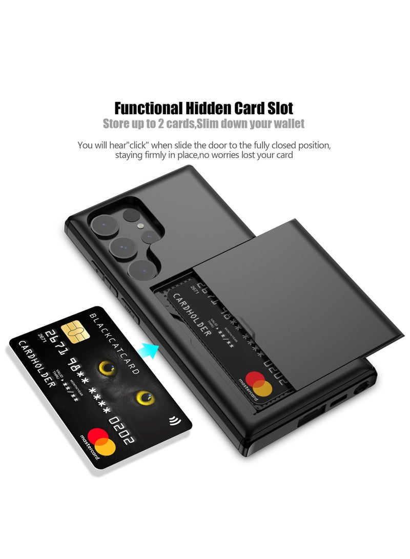 for Samsung S24 Ultra Case with Card Holder, Dual Layer Heavy Duty Shockproof Wallet Case, Hidden Card Slot Slim Wallet Case for Samsung S24 Ultra 6.8'' - Image 2