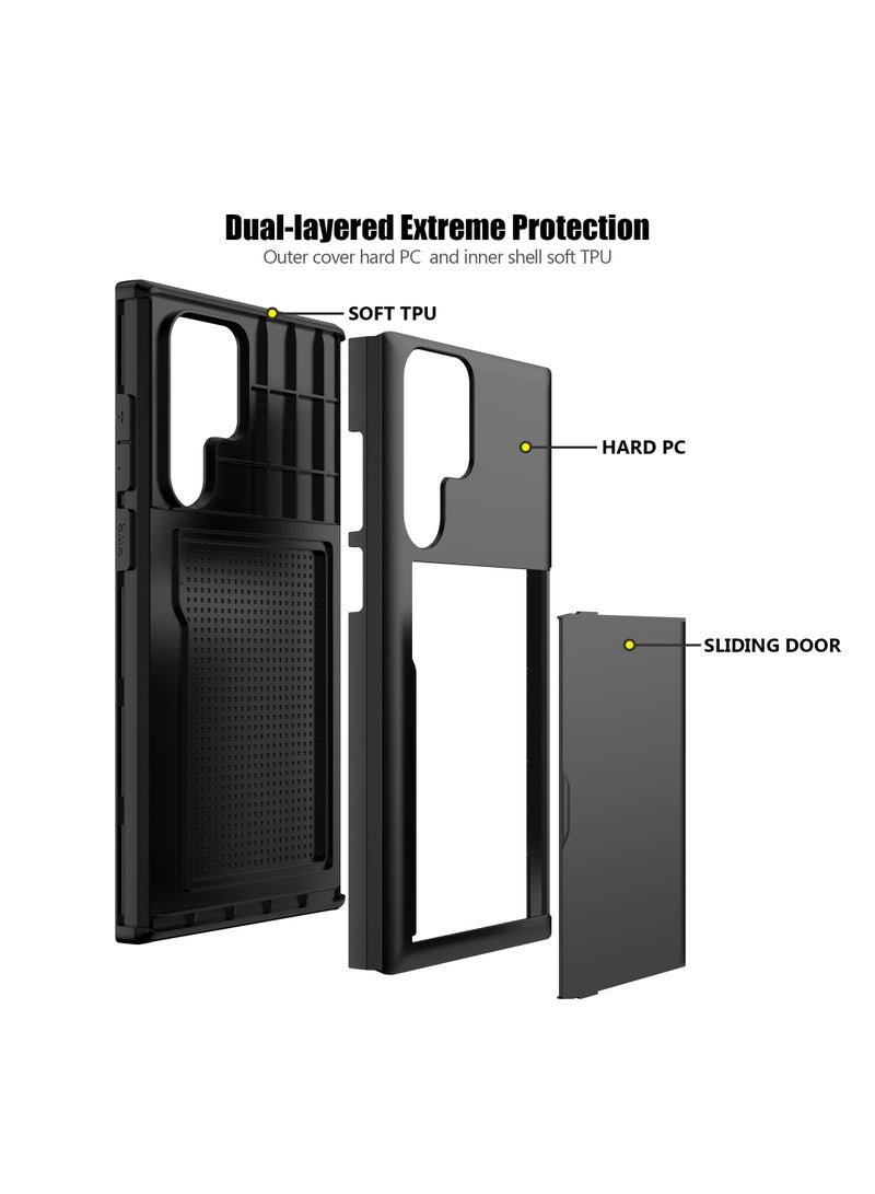for Samsung S24 Ultra Case with Card Holder, Dual Layer Heavy Duty Shockproof Wallet Case, Hidden Card Slot Slim Wallet Case for Samsung S24 Ultra 6.8'' - Image 3