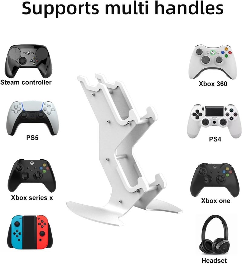 NBCP Controller Holder, Game Controller Headset Stand for Xbox Series X S / Xbox one / PS5 / PS4 / NS / PC /Headset , Aluminum Metal Headset Mount Universal Organizer for Video Game Accessories (White) - Image 3