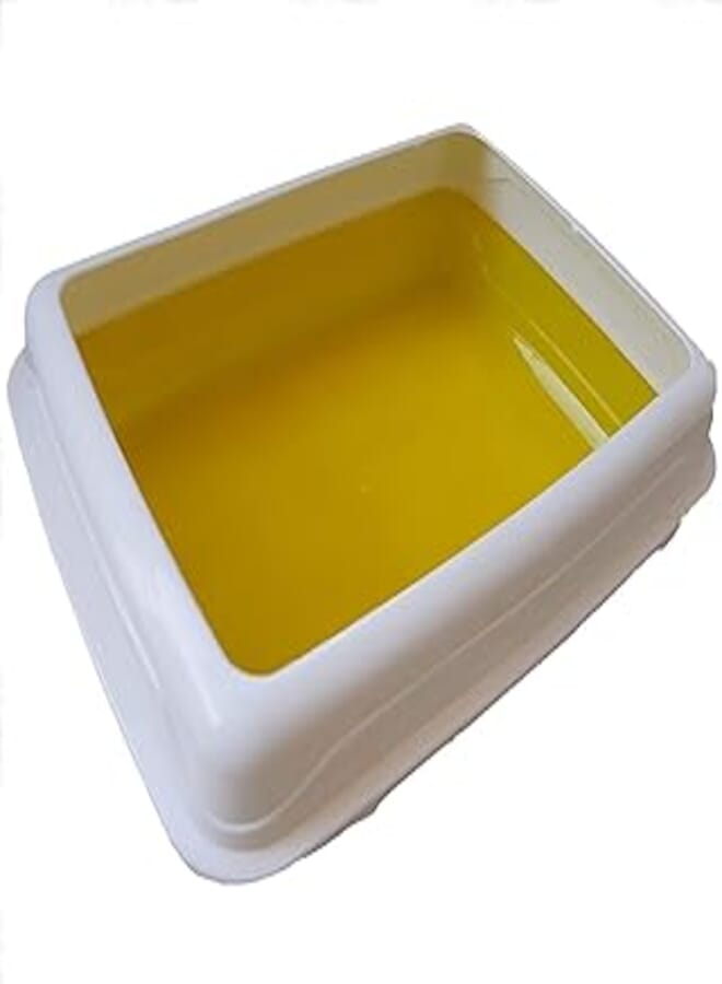 صندوق رمل مع غطاء قابل للإزالة للقطط والكلاب - 40×32 سم، أصفر