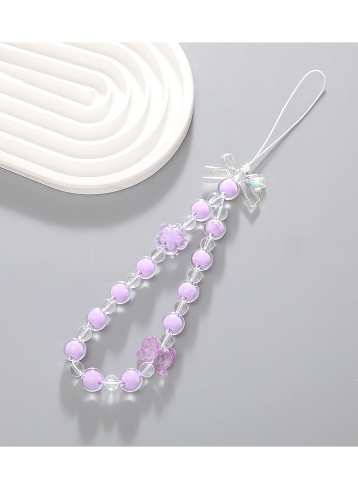 Sparkle Accessories Lanyard, Cellphone Strap, Elegant Lavender Beaded Phone Lanyard, Delicate Accessory with Crystal and Flower Charms, Ideal for Securing Phones, Cameras, Bottles and Keys, Perfect for Stylish Everyday Use and Special Gifts 