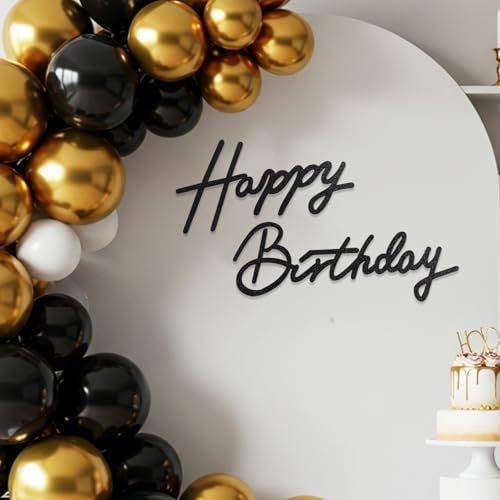 TONIFUL Happy Birthday Sign for Backdrop - Glitter Black Felt Banner - Includes Dot Glue - Perfect for Birthday Party Backdrop,Wall Decr,Balloon Arch,Photo Background - Image 5