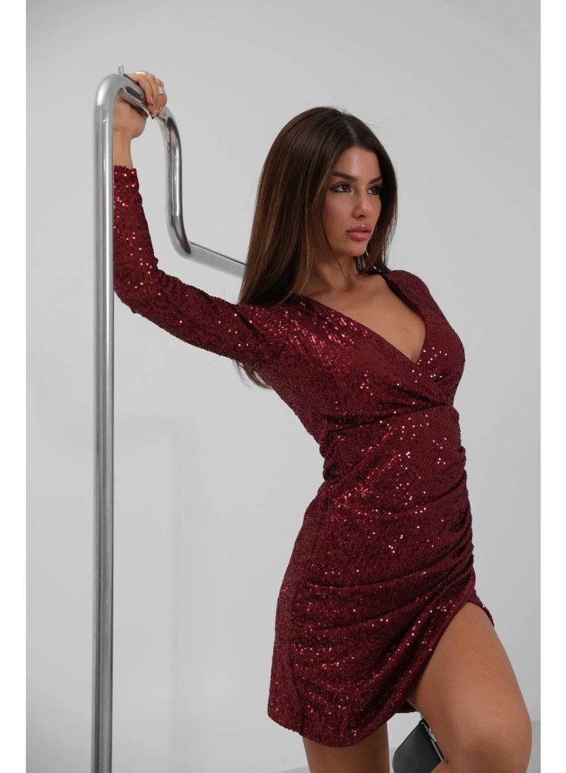 JOY Sequin mini dress - Crimson - Image 1